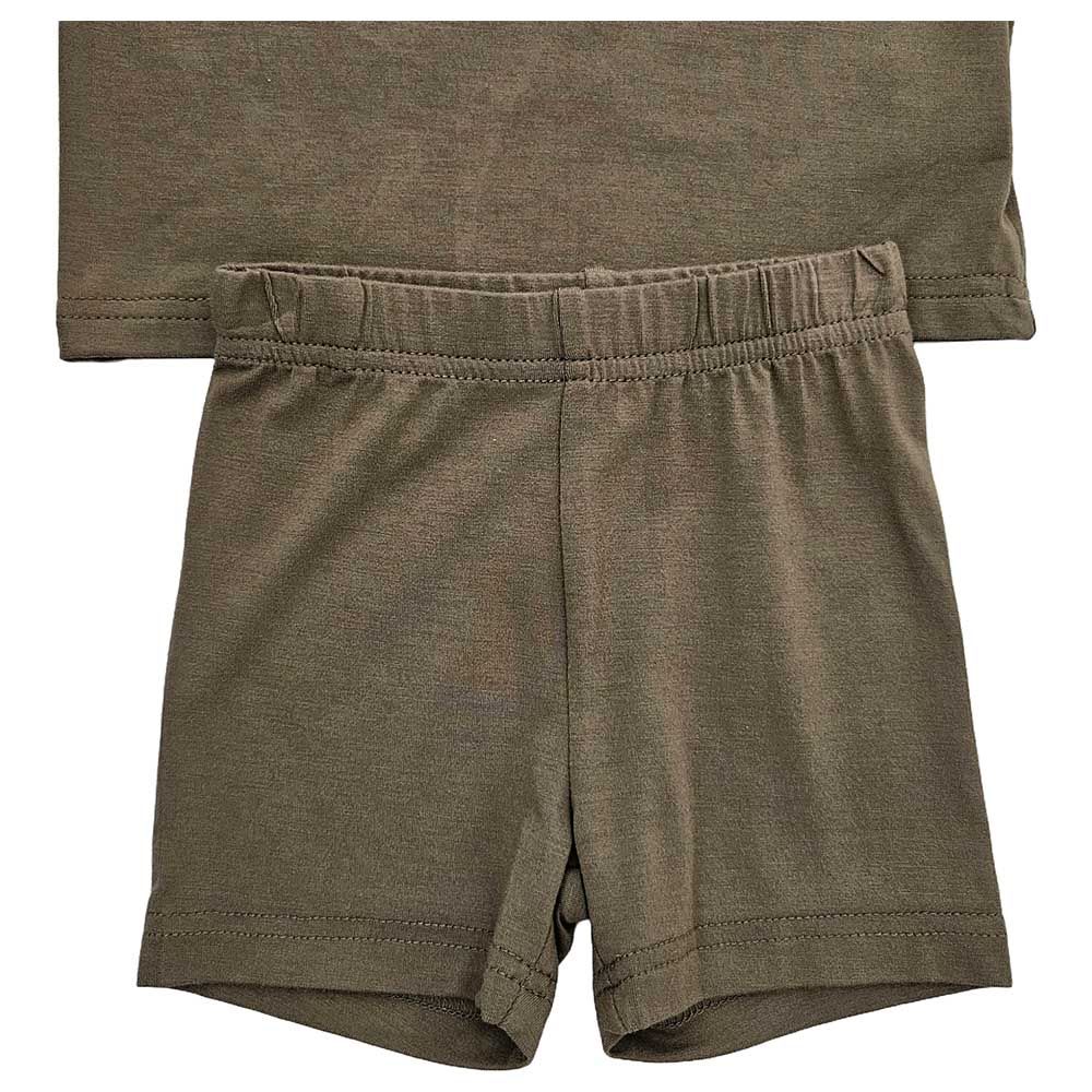 Issy & Lilo - 2pc-set - Short Sleeve Bamboo T-shirt And Shorts - Olive Green