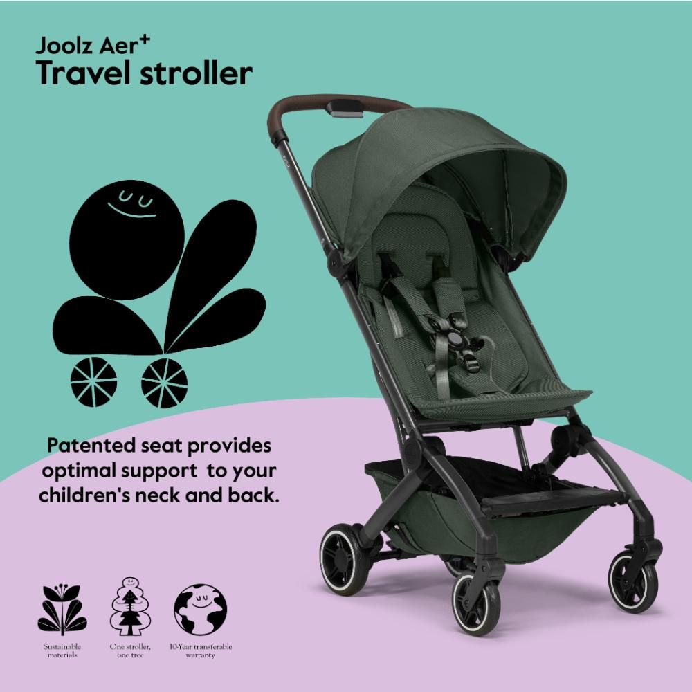 Joolz - Aer+ Buggy Lightweight & Compact Travel Stroller - Forest Green