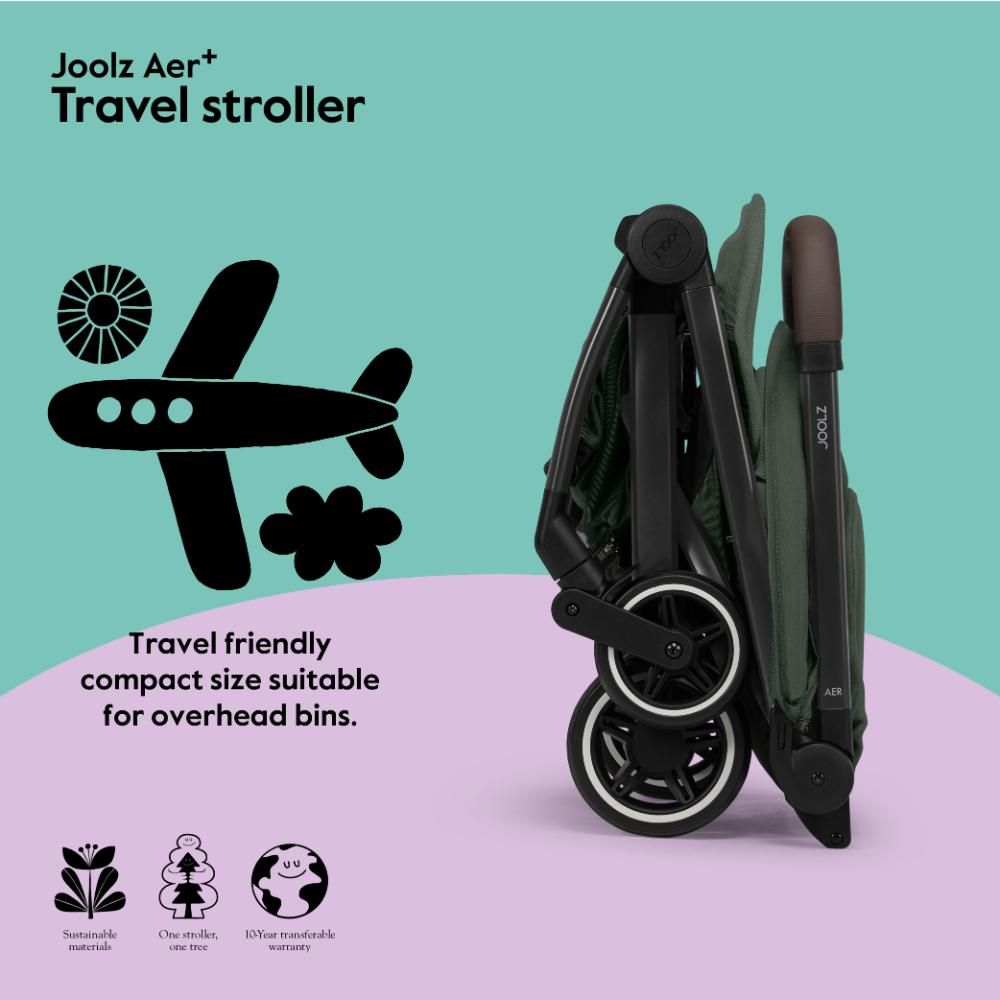 Joolz - Aer+ Buggy Lightweight & Compact Travel Stroller - Forest Green