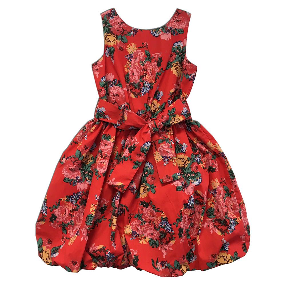 Joe-Ella - Halo Floral Print Bubble Dress - Red