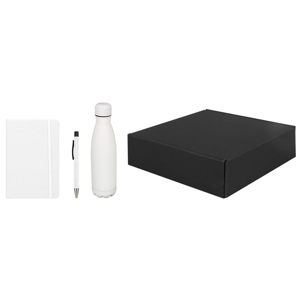 Giftology - Lauta Stainless Bottle W/ Notebook & Pen Set - White