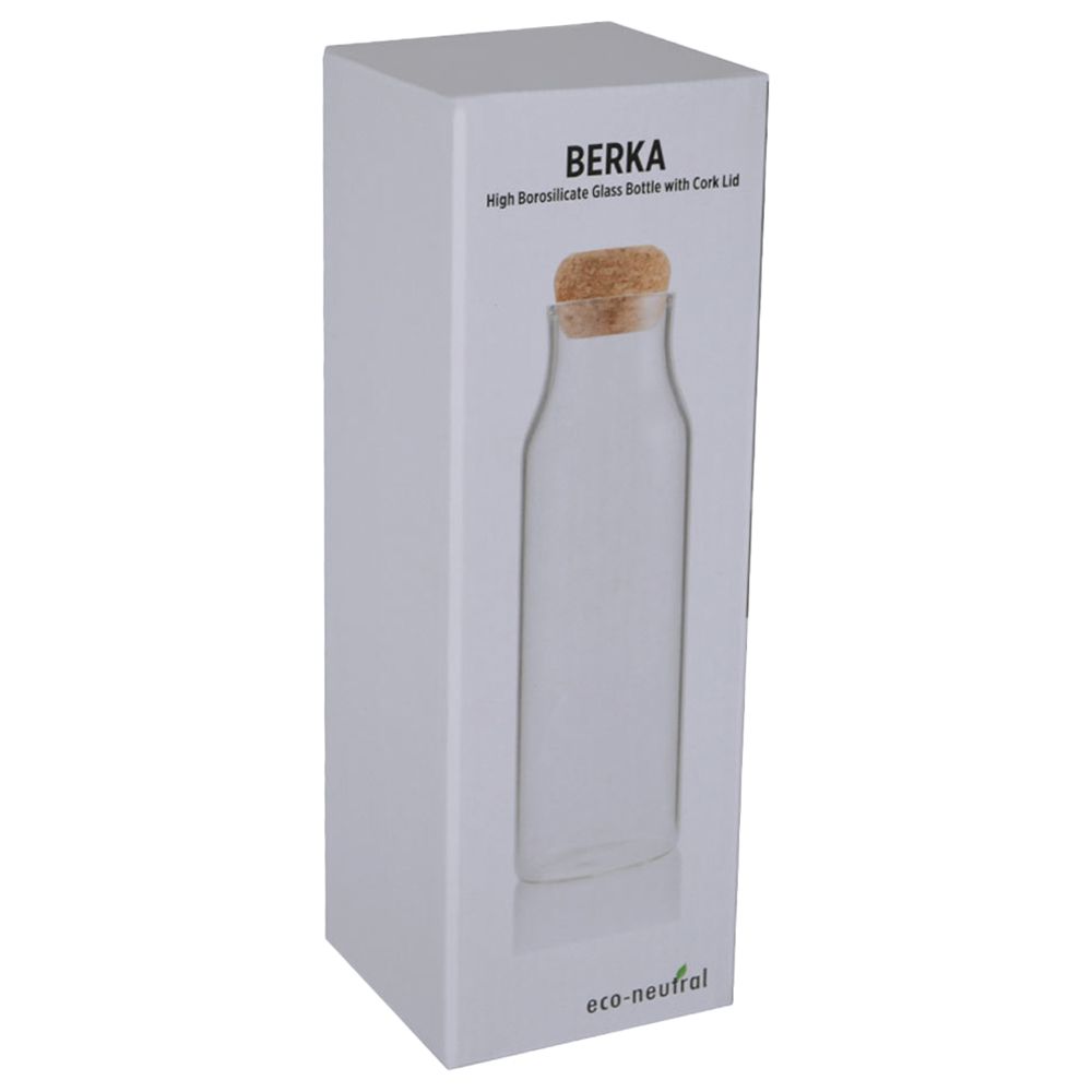 Eco-Neutral - Berka Borosilicate Glass Bottle W/ Cork Lid - 600Ml