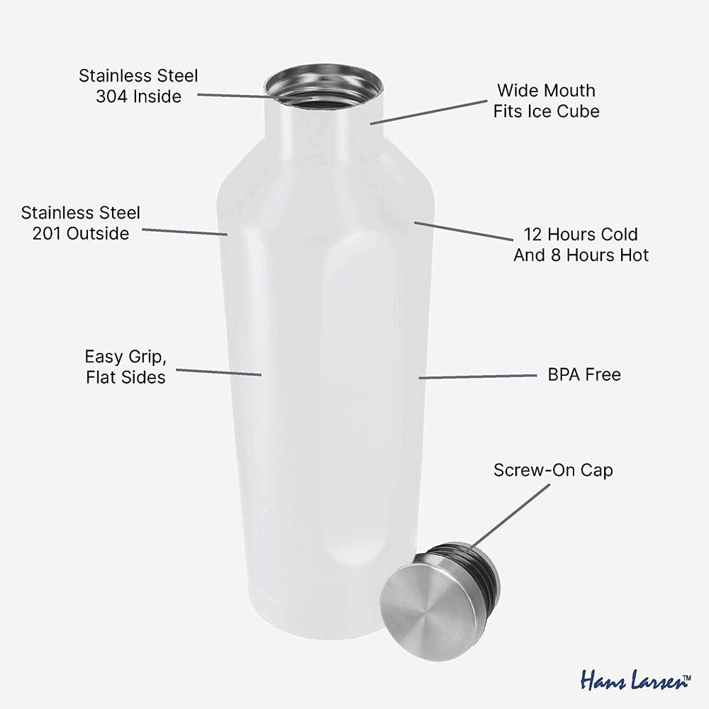 Hans Larsen - Galati Stainless Steel Water Bottle 450ml - White