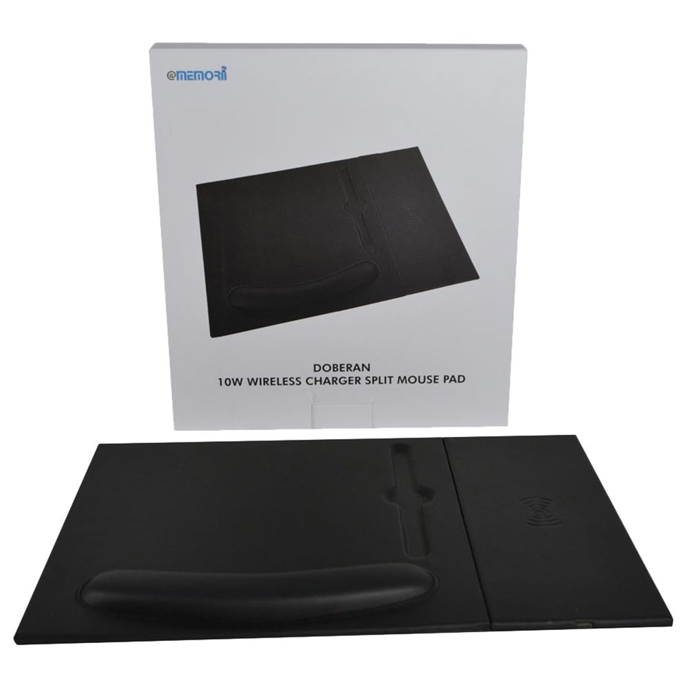 Memorii - Doberan 10W Wireless Charger Pu Mouse Pad - Black