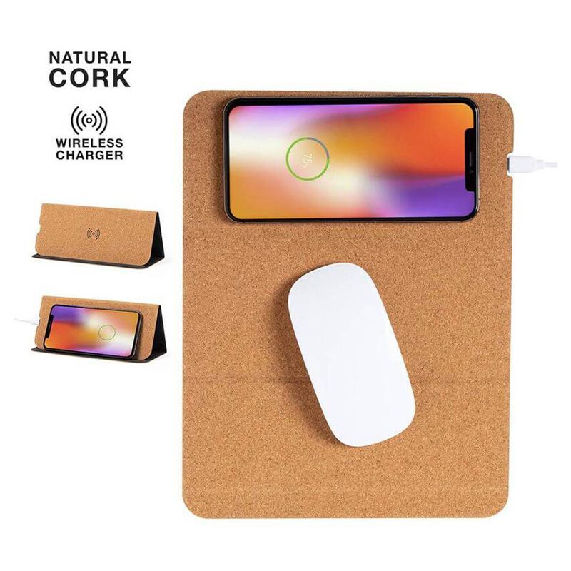 Giftology - Debno Cork Mouse Pad With 15W Wireless Charger