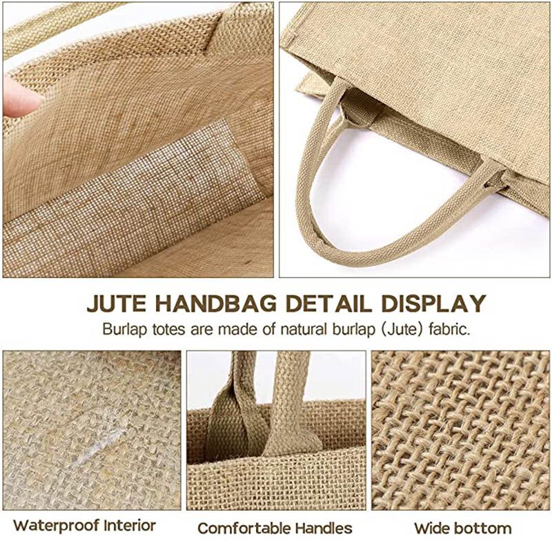 Eco-Neutral - Horizontal Jute Shopping Bag Pack of 5 - Natural