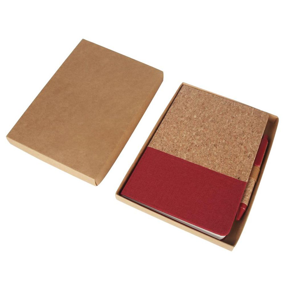 Eco-Neutral - Borsa A5 Cork Fabric Notebook & Pen Set - Red