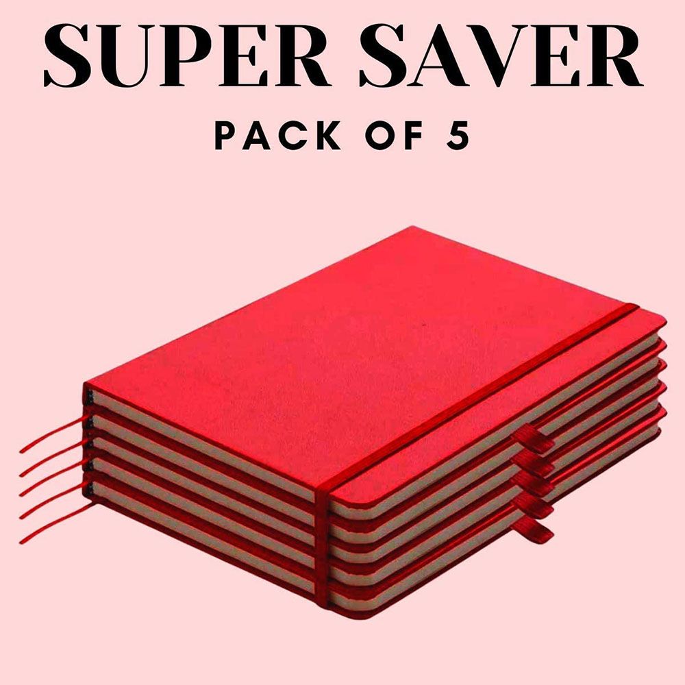 Santhome - Bukh A5 Hardcover Ruled Notebook Pack of 5 - Red