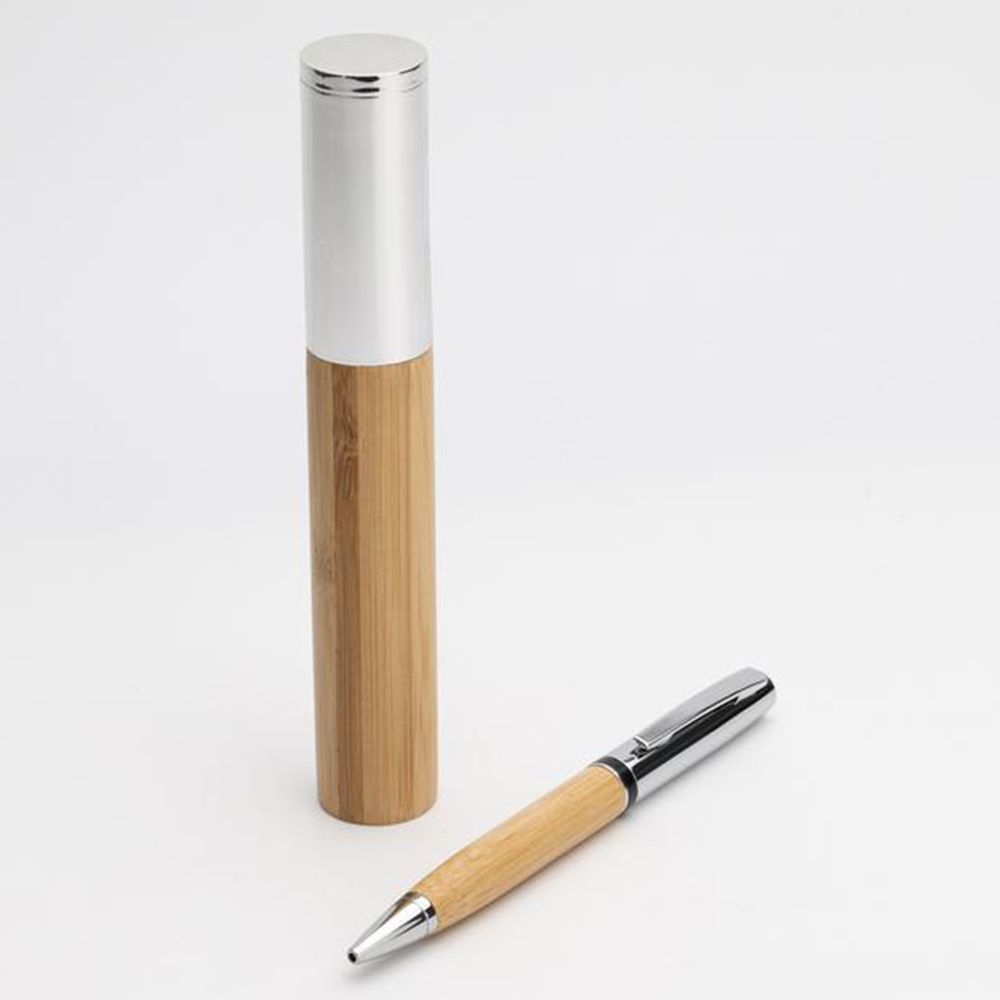 Eco-Neutral - Atca Metal Pen W/ Bamboo Barrel - Beige