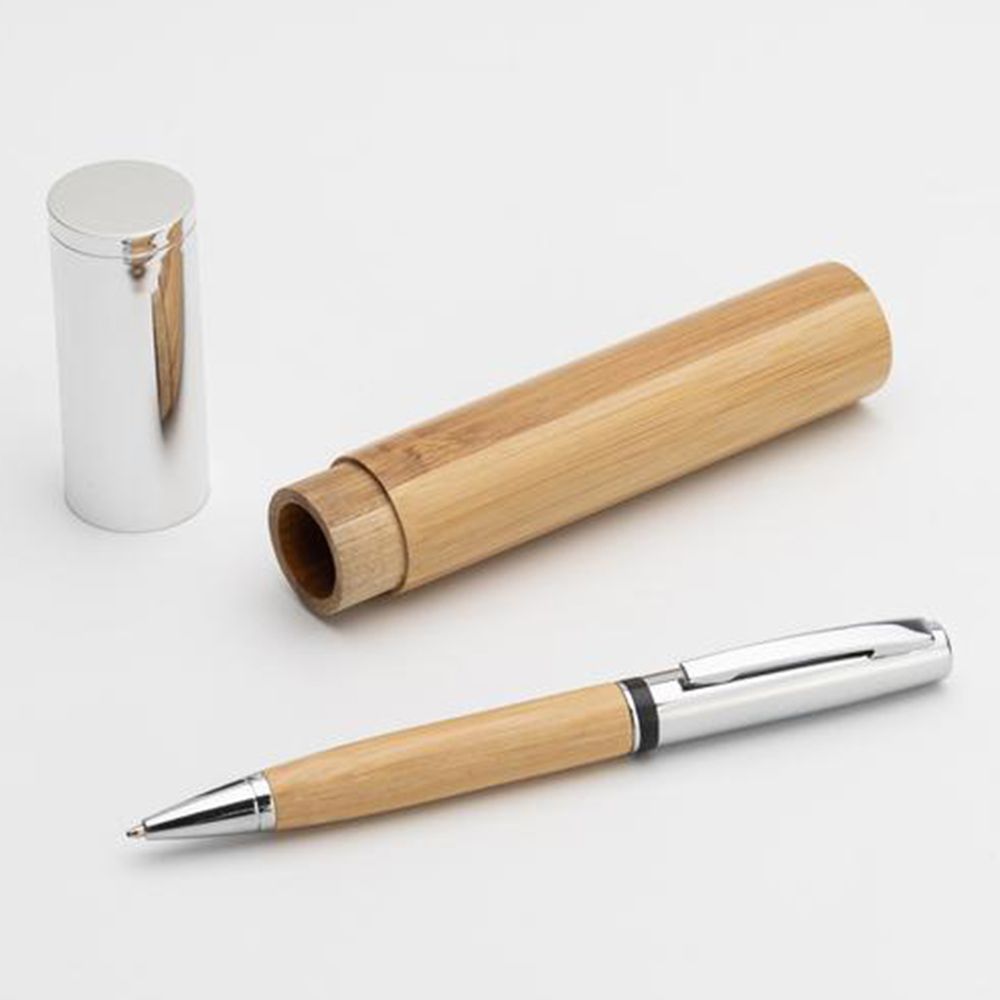 Eco-Neutral - Atca Metal Pen W/ Bamboo Barrel - Beige