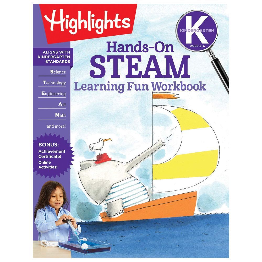 كتاب تمارين Kindergarten Hands On STEAM Learning Fun Workbook