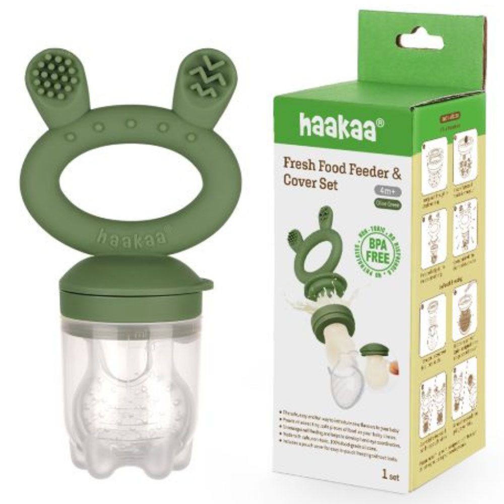 Haakaa - Fresh Food Feeder & Cover Set - Olive Green