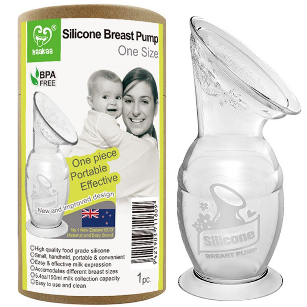 Haakaa Silicone Breast Pump 150ml + Bottle Brush - Blush