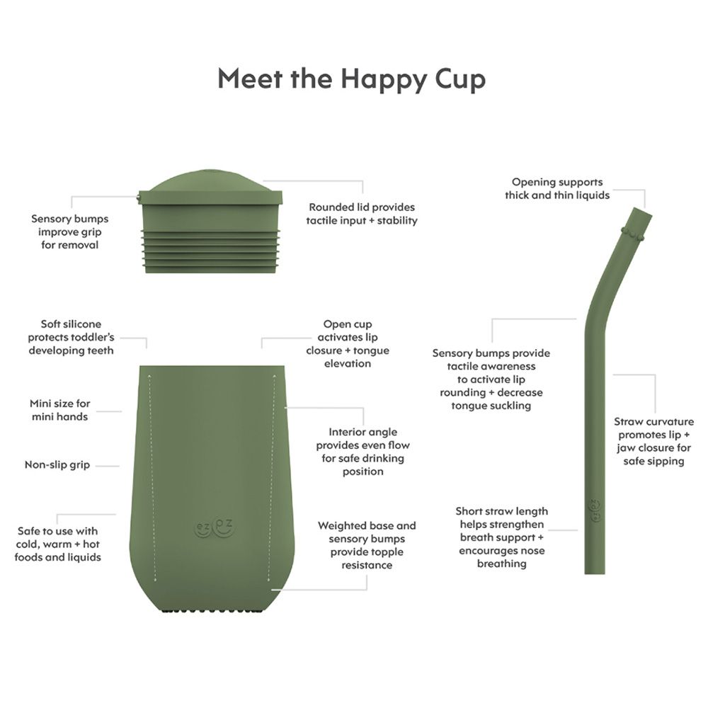 Ezpz - Happy Cup & Straw System - Olive