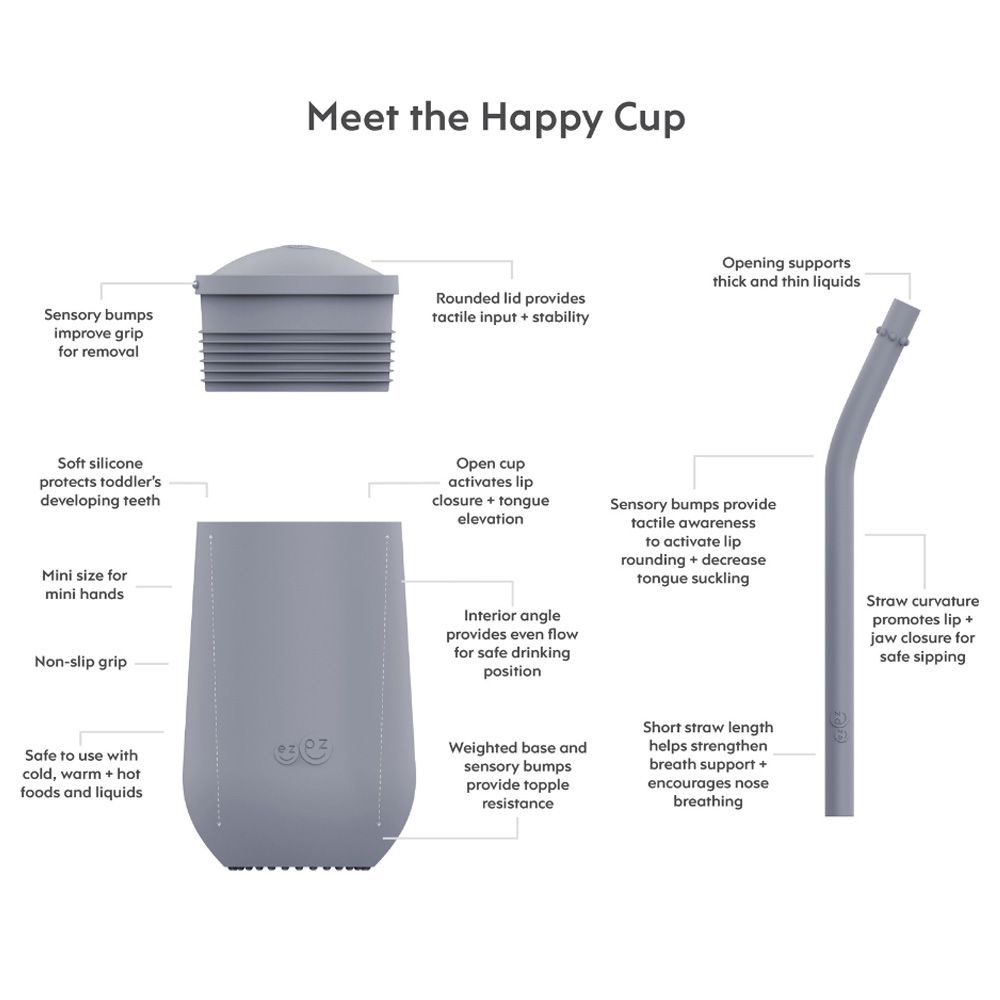 Ezpz - Happy Cup & Straw System - Gray