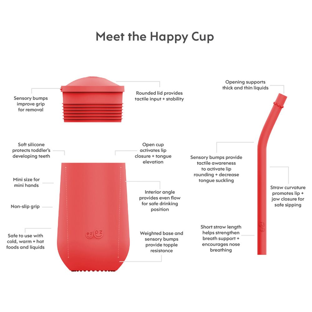 Ezpz - Happy Cup & Straw System - Coral