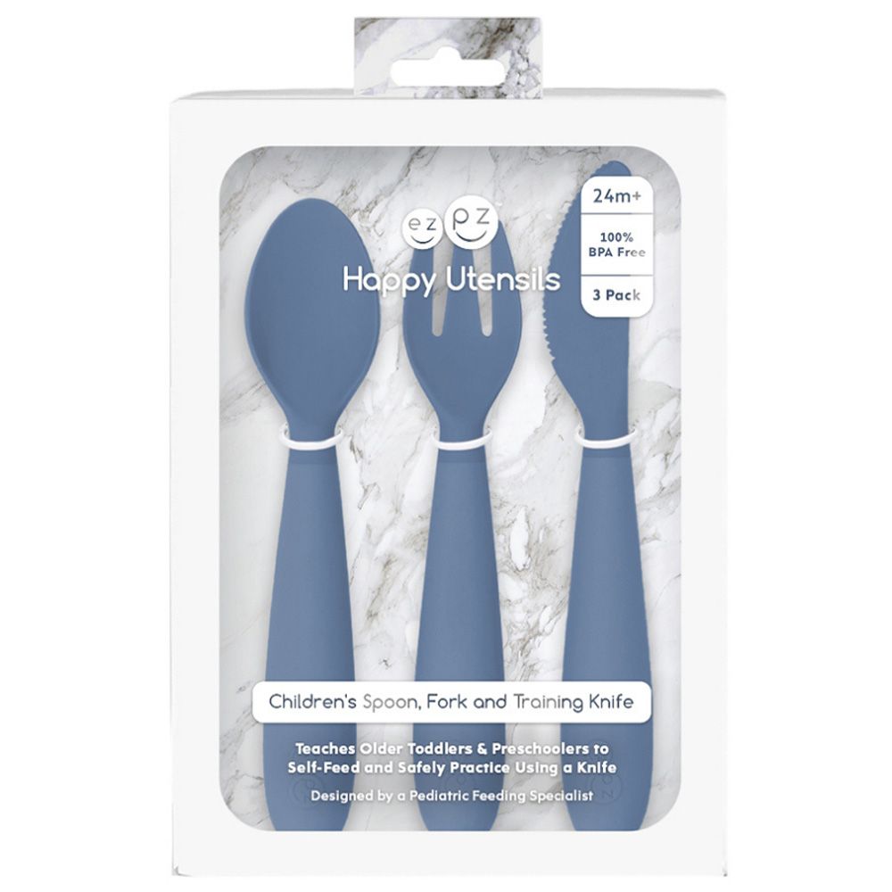 Ezpz - Happy Utensils - Indigo