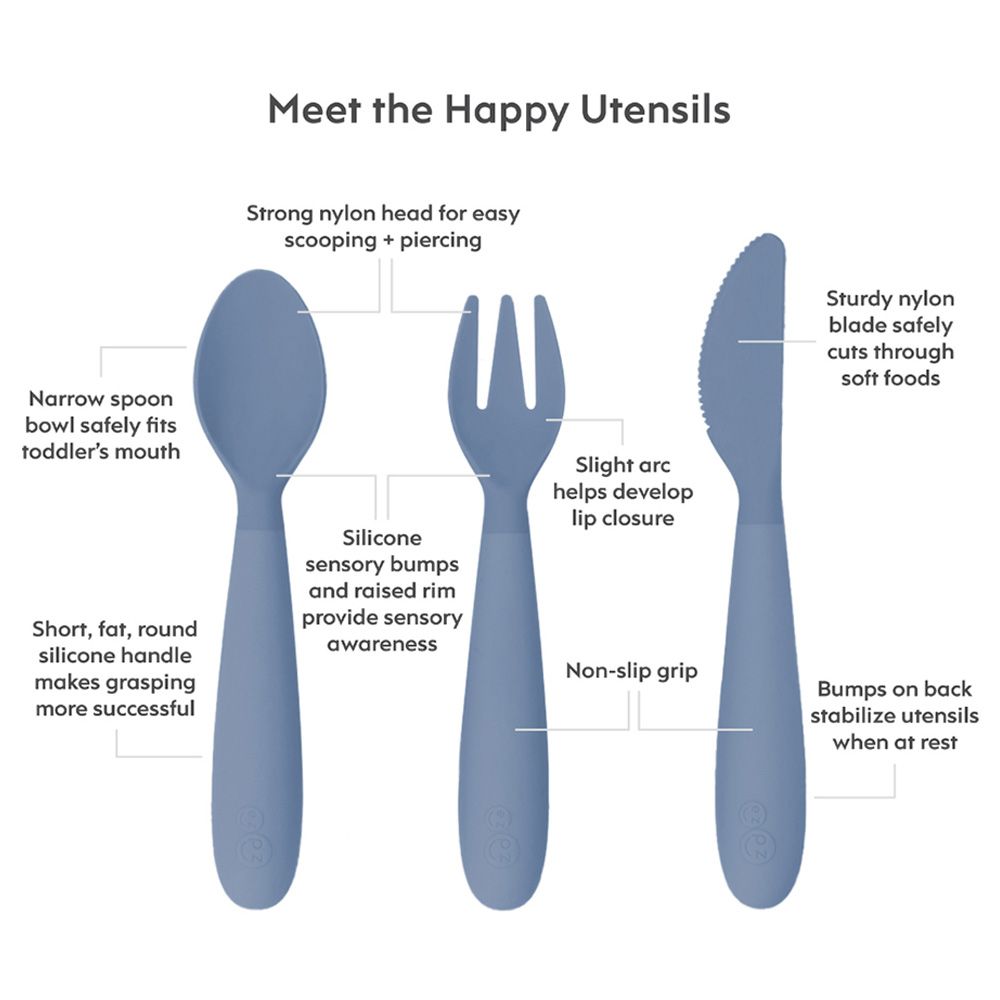 Ezpz - Happy Utensils - Indigo