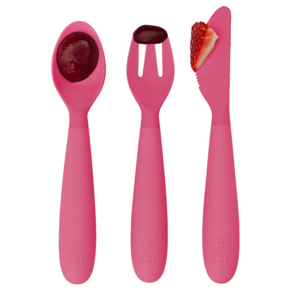 Ezpz - Happy Utensils - Pink