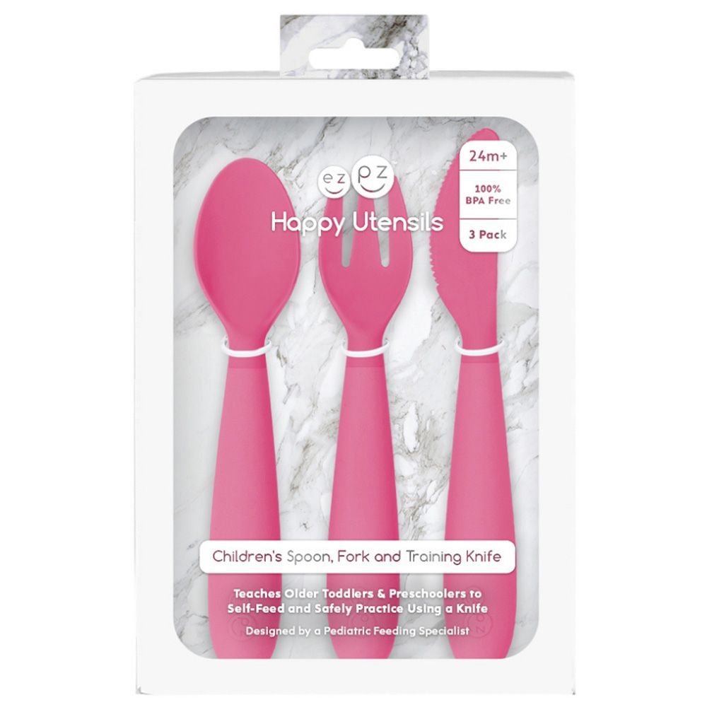 Ezpz - Happy Utensils - Pink