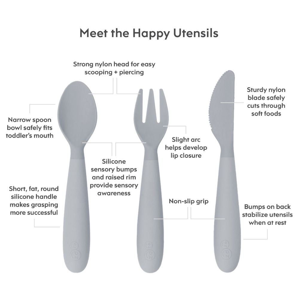 Ezpz - Happy Utensils - Pewter