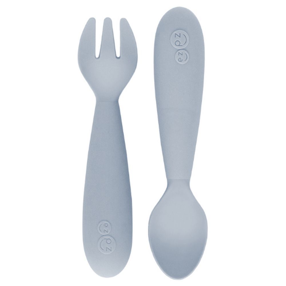 Ezpz - Mini Utensils (Spoon + Fork) - Pewter