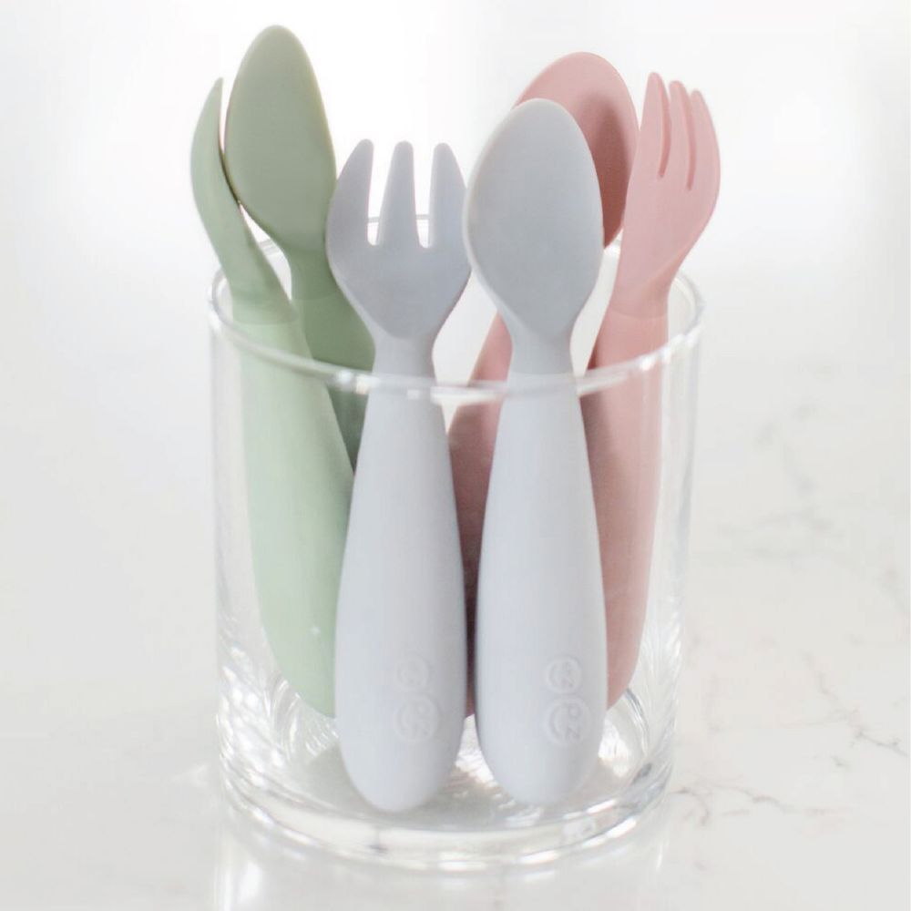 Ezpz - Mini Utensils (Spoon + Fork) - Pewter