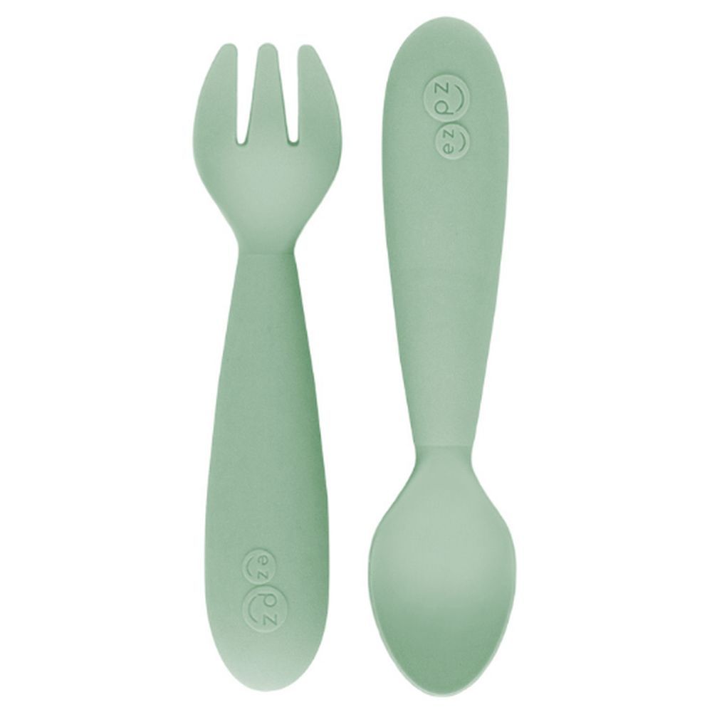 Ezpz - Mini Utensils (Spoon + Fork) - Sage