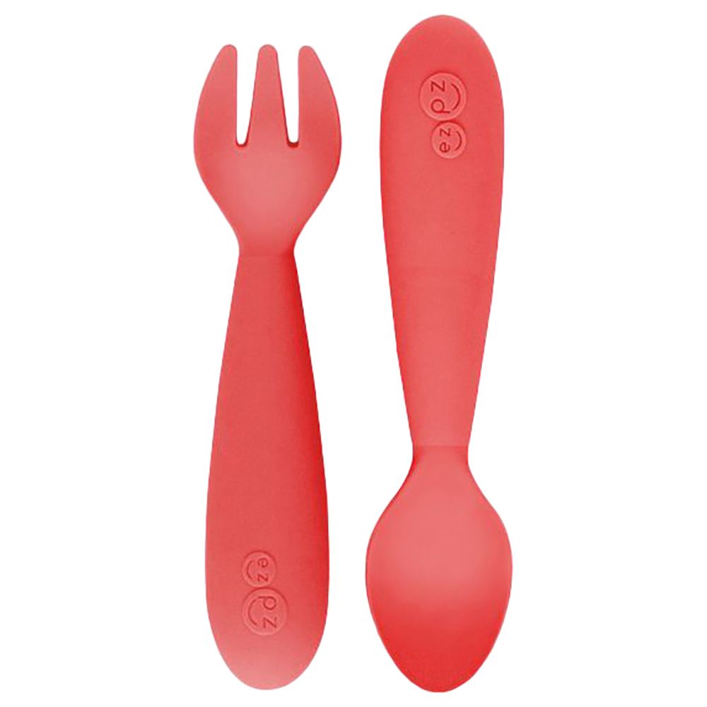 Ezpz - Mini Utensils: Spoon & Fork - Coral