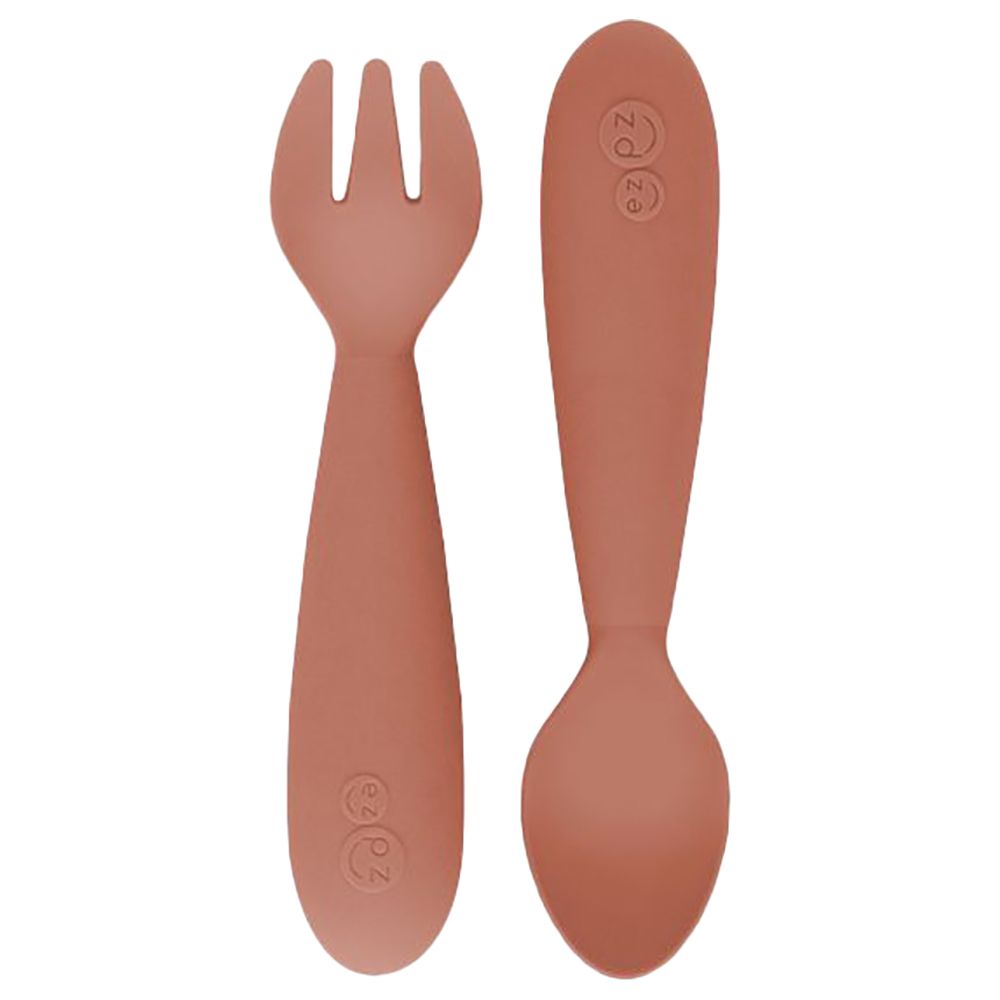 Ezpz - Mini Utensils: Spoon & Fork - Sienna