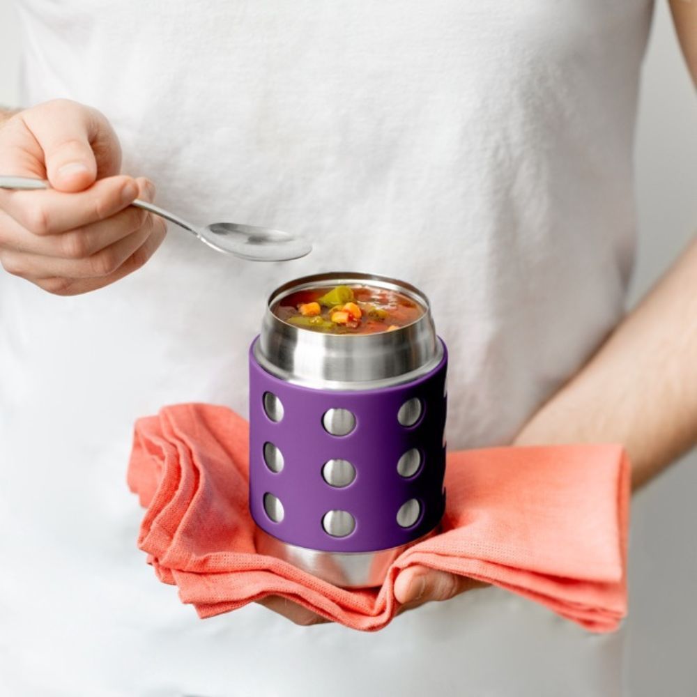 Lunchbots - Thermal Dots Food Jar - Stainless Steel - 350ml - Purple