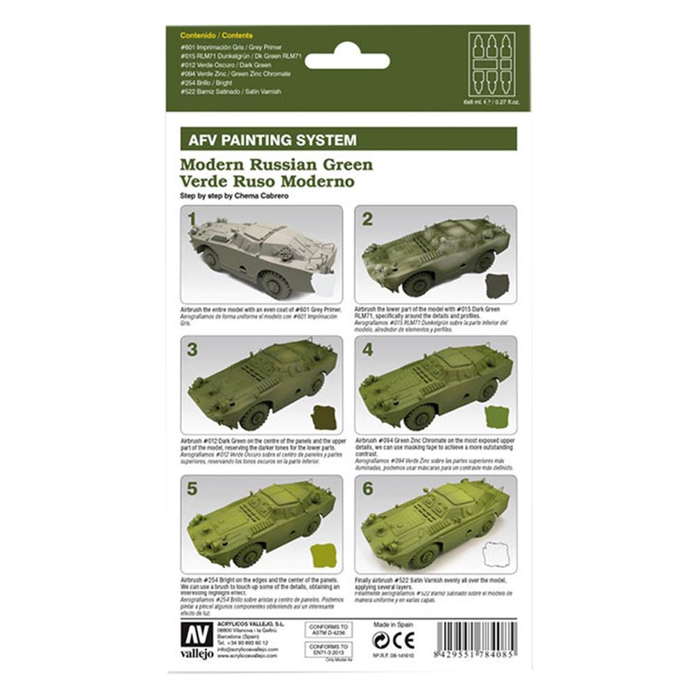 Vallejo 78408 AFV Painting System 6x8ml Modern Russian Green