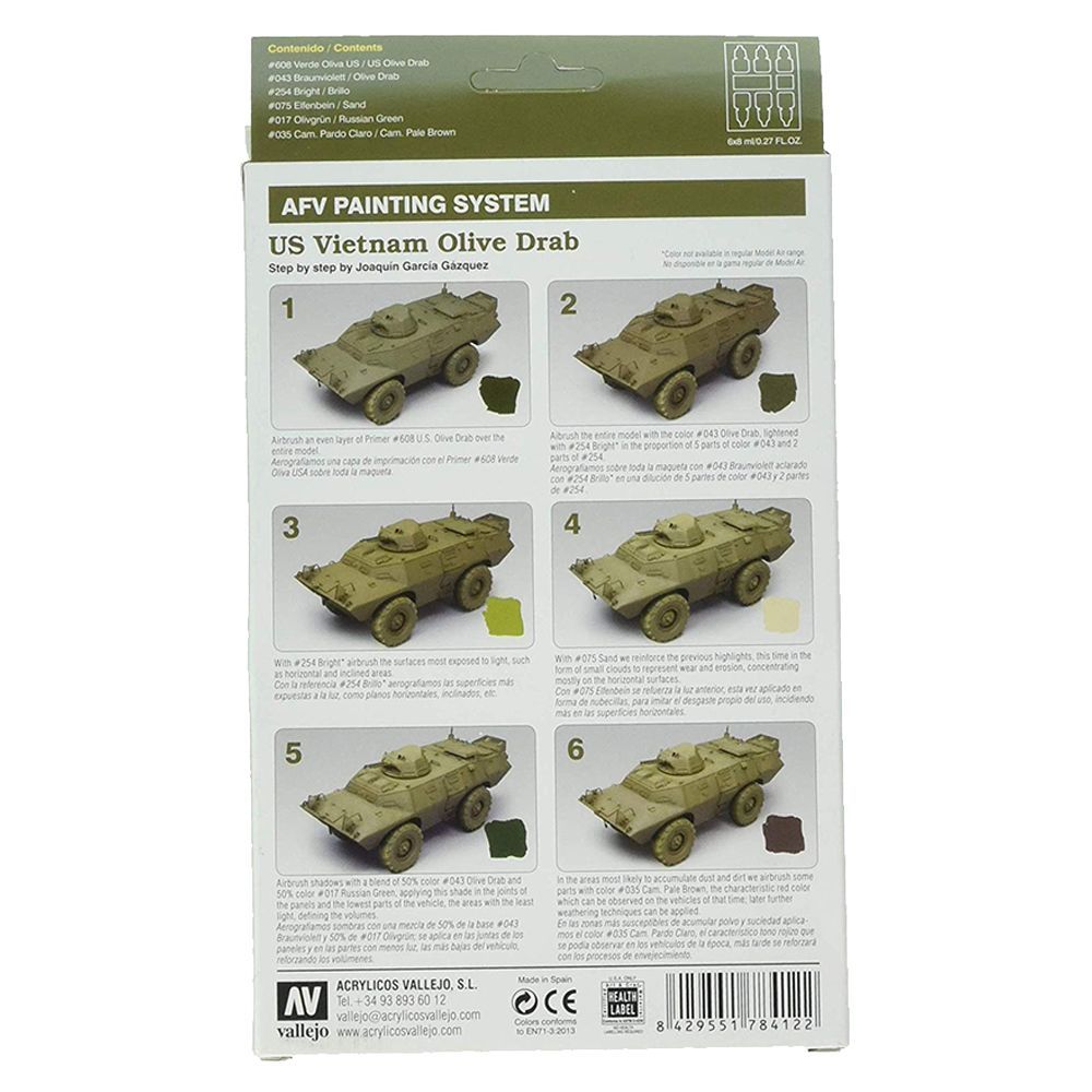 Vallejo AFV Painting System 6x8ml - US Vietnam Olive Drab