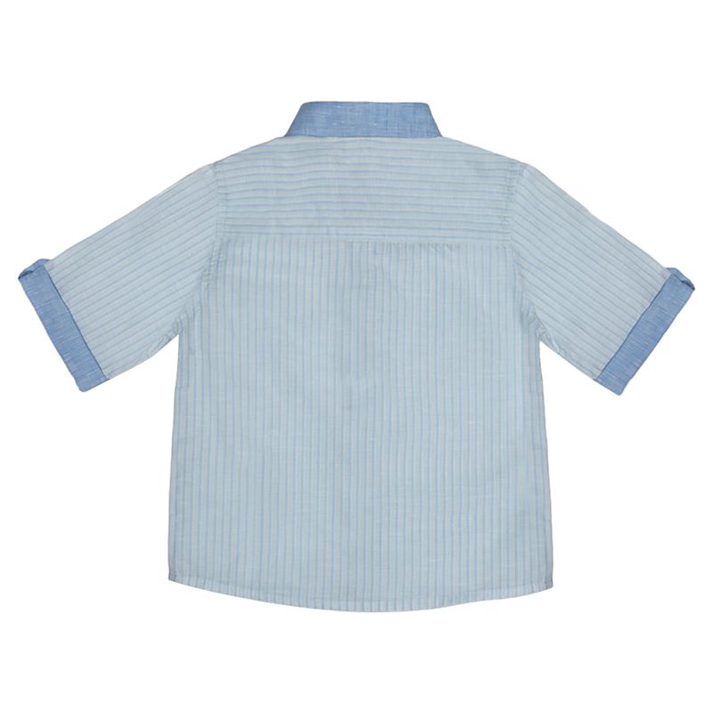 Jules & Juliette - Baby Boy Batiste Linen Shirt - Mint Blue