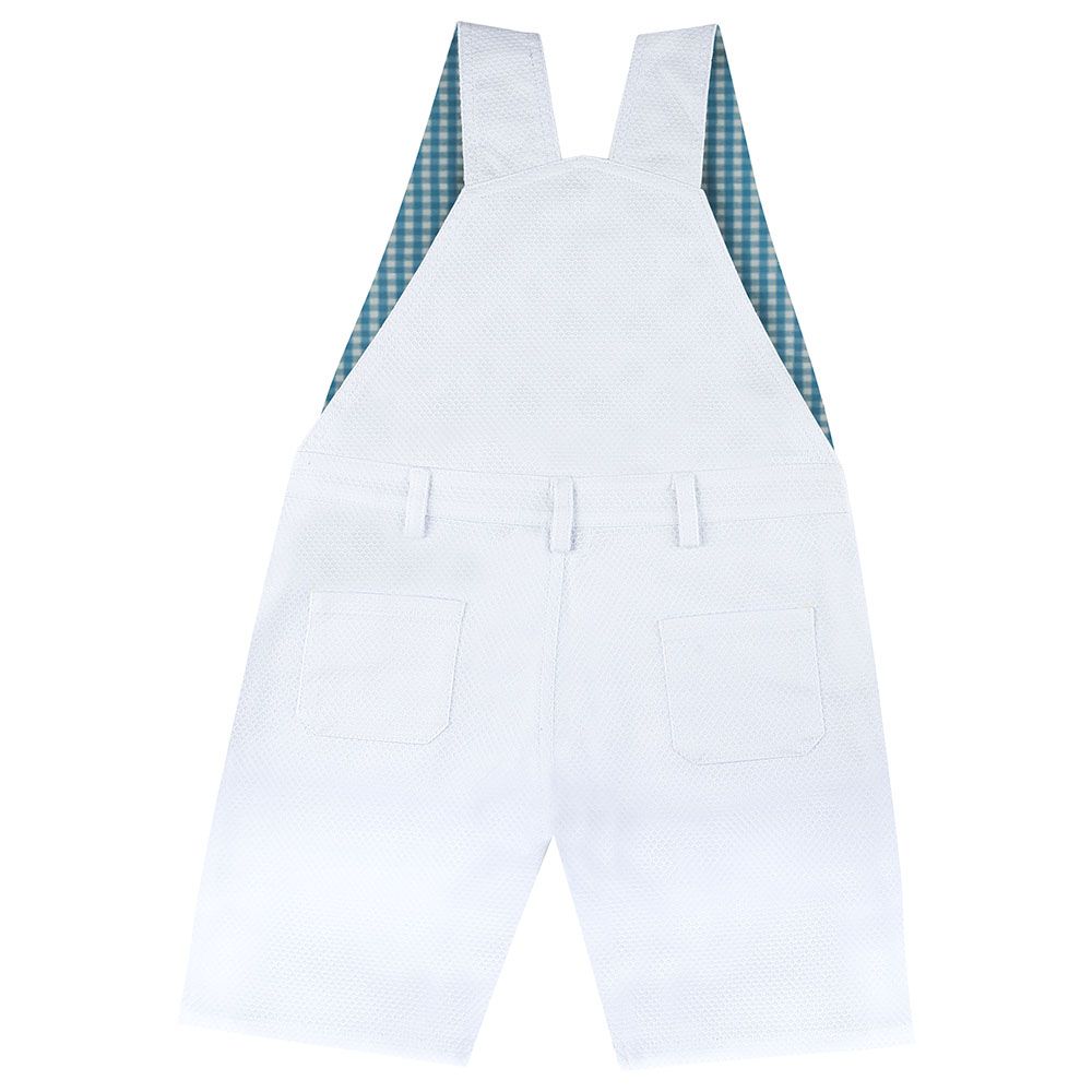 Jules & Juliette - Boy Dungaree White W/ Check 