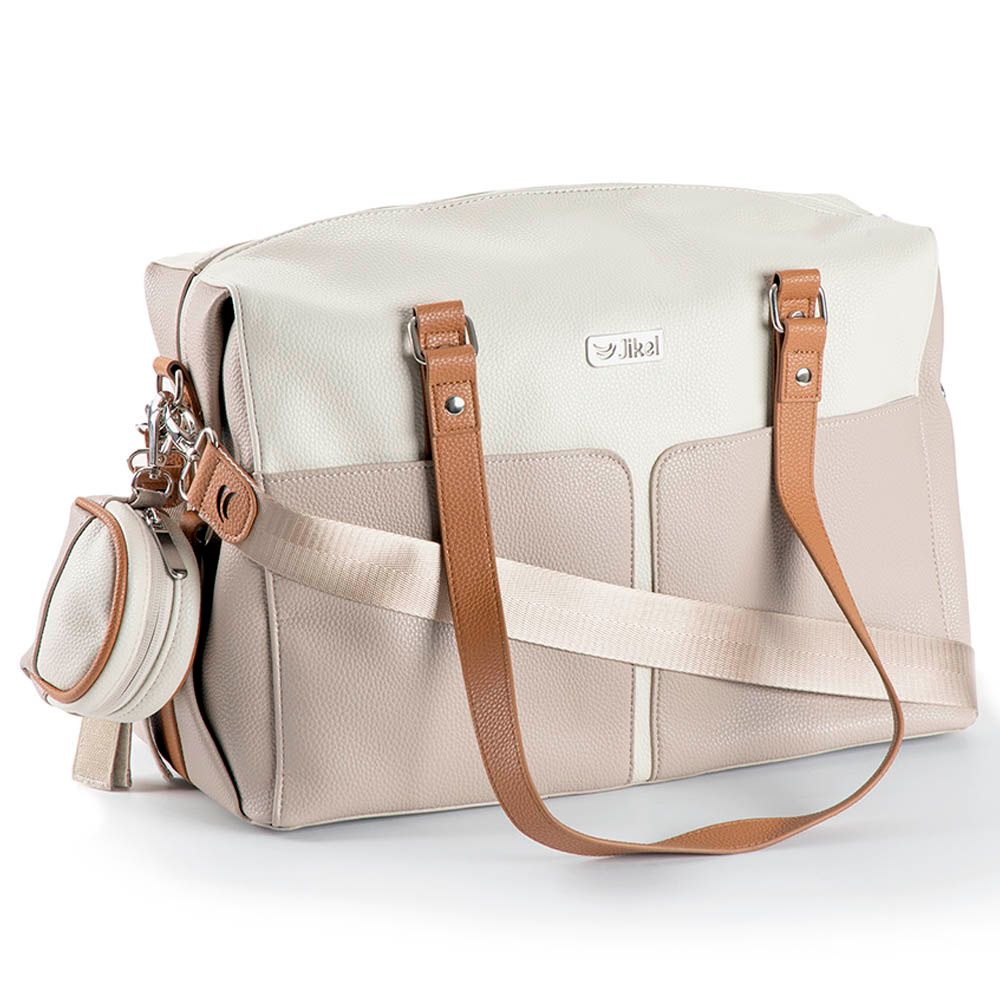 Jikel - Diaper Bag W/ Changing Mat & Bottle Storage - Beige