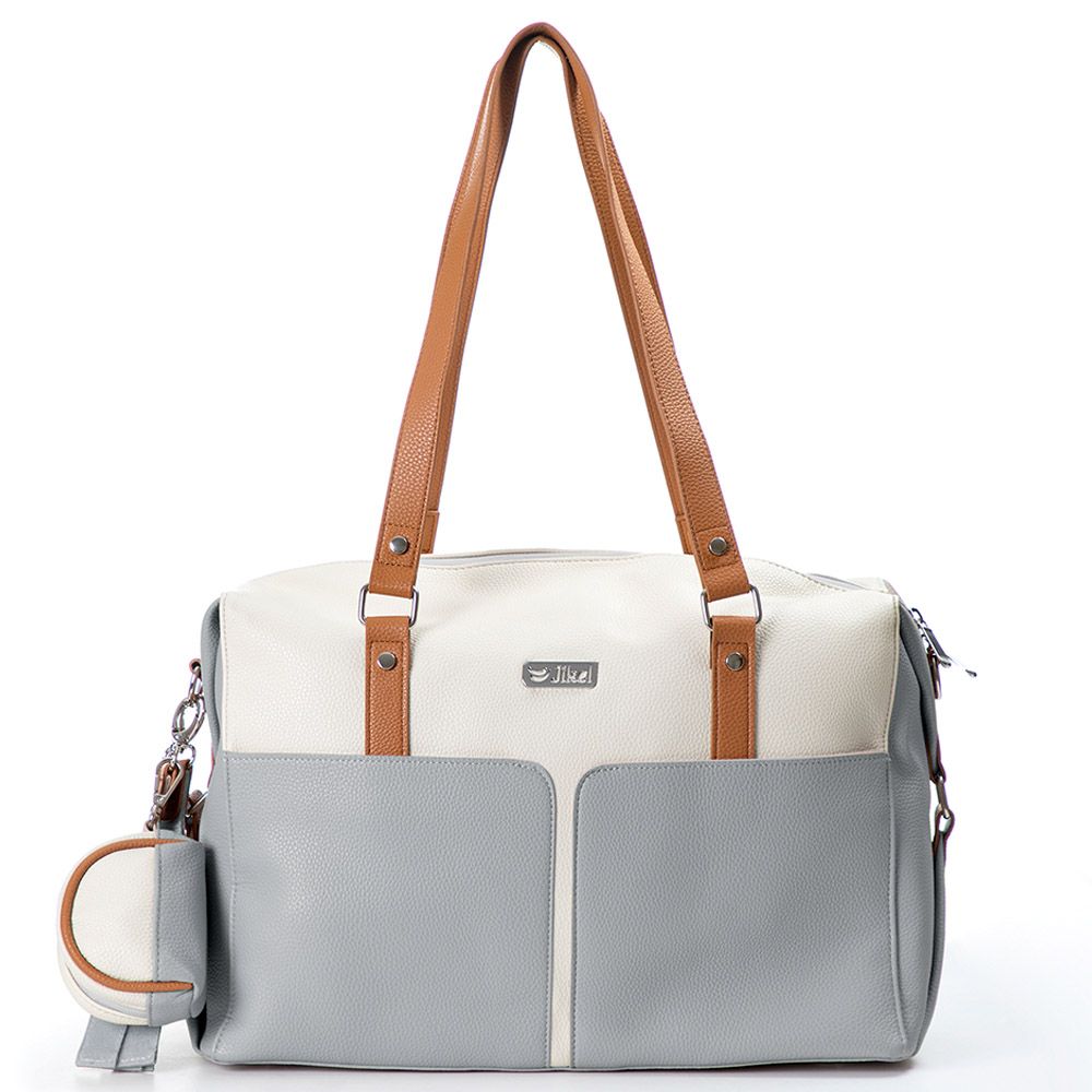 Jikel - Diaper Bag W/ Changing Mat & Bottle Storage - Grey