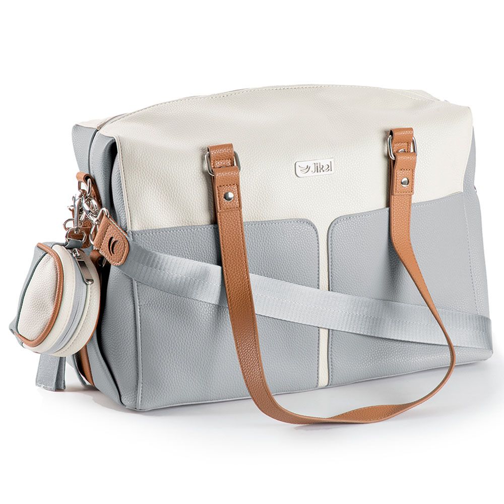 Jikel - Diaper Bag W/ Changing Mat & Bottle Storage - Grey