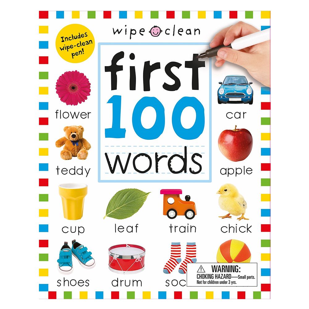 كتاب " First 100 Words " القابل للتنظيف بالمسح من كتب بريدي