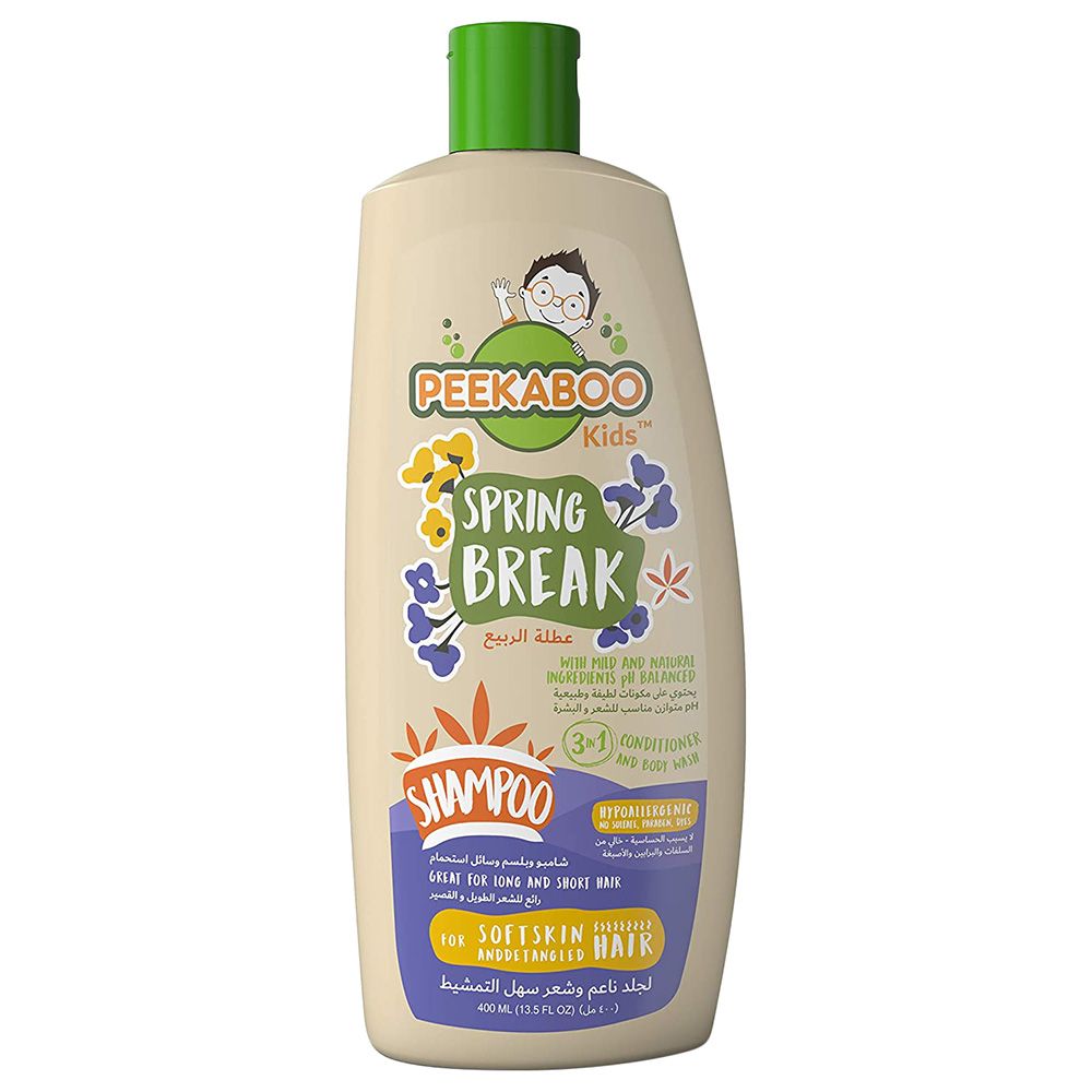 Peekaboo 3-in-1 Kids Bath 400ml Shampoo - Spring Break