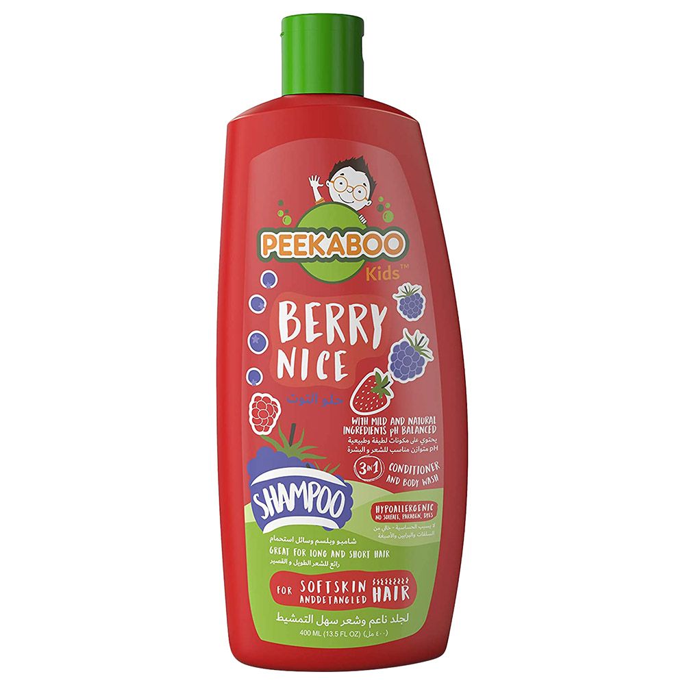 Peekaboo 3-in-1 Kids Bath 400ml Shampoo - Berry Nice