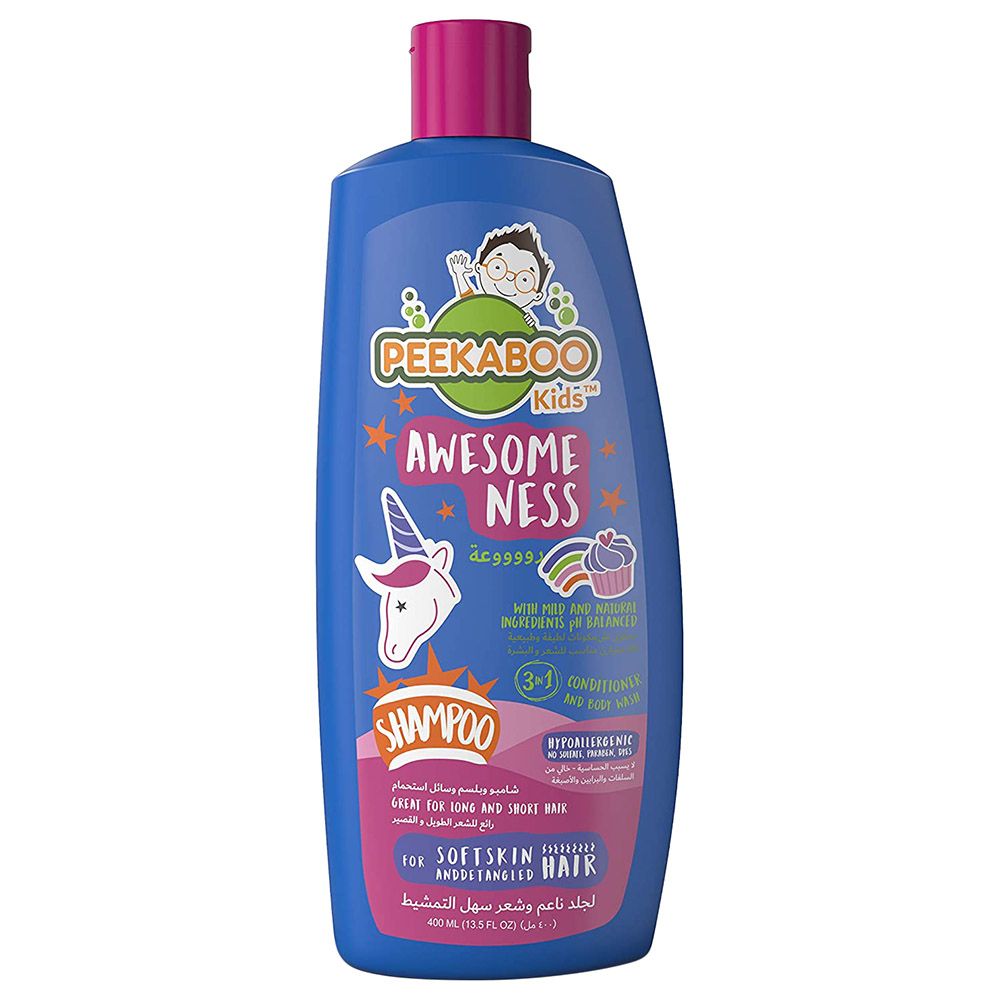 Peekaboo 3-in-1 Kids Bath 400ml Shampoo - Awesomeness