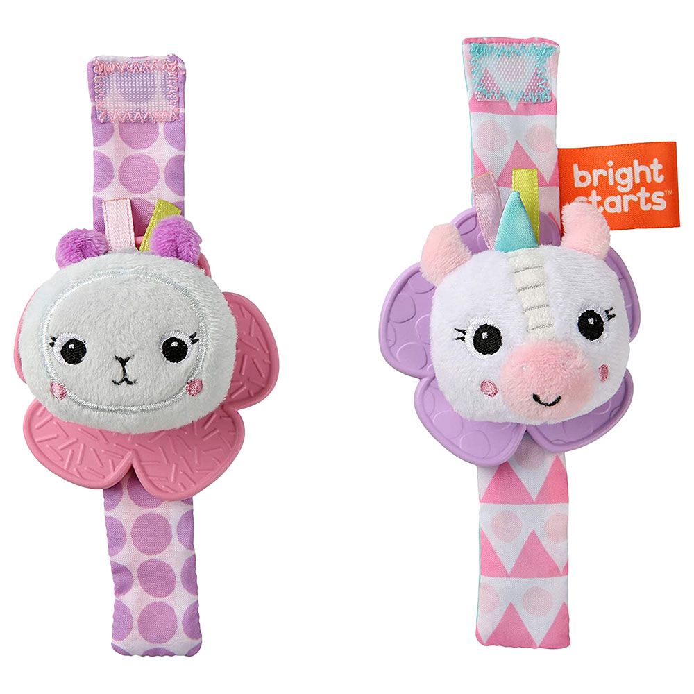 Bright Starts - Rattle & Teethe Wrist Toy - Unicorn & Llama