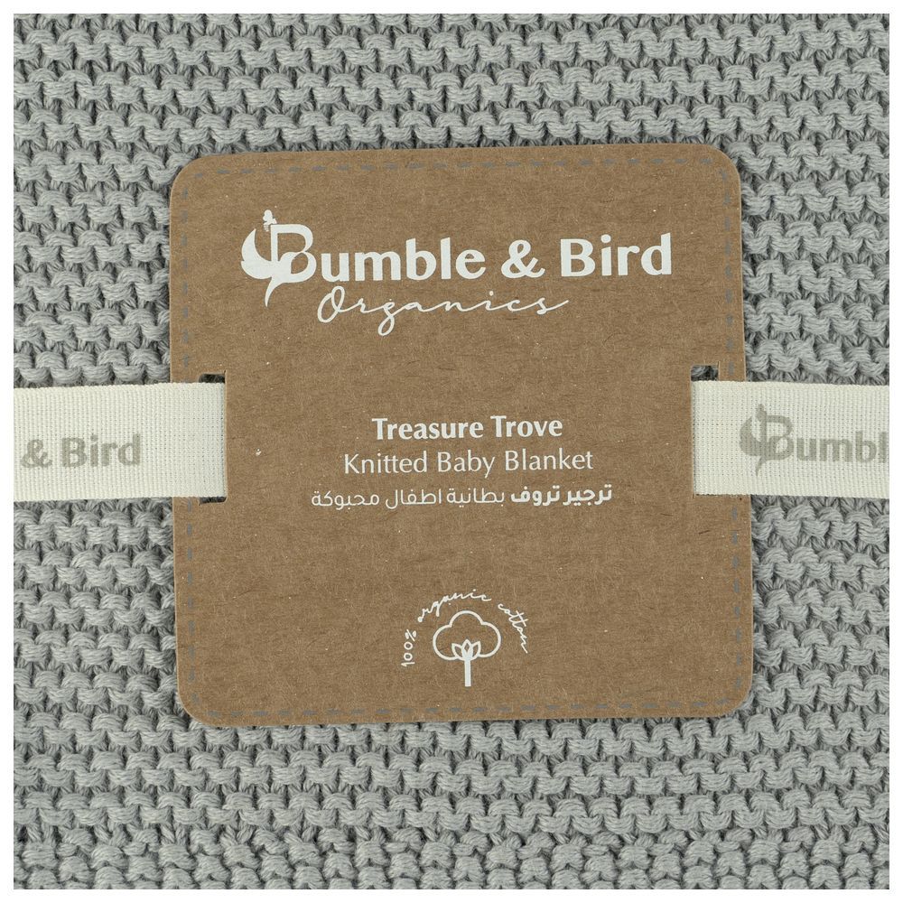 Bumble & Bird - Knitted Receiving Blanket - Grey