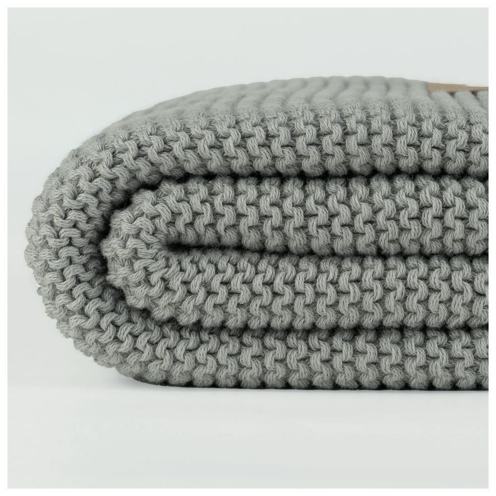 Bumble & Bird - Knitted Receiving Blanket - Grey