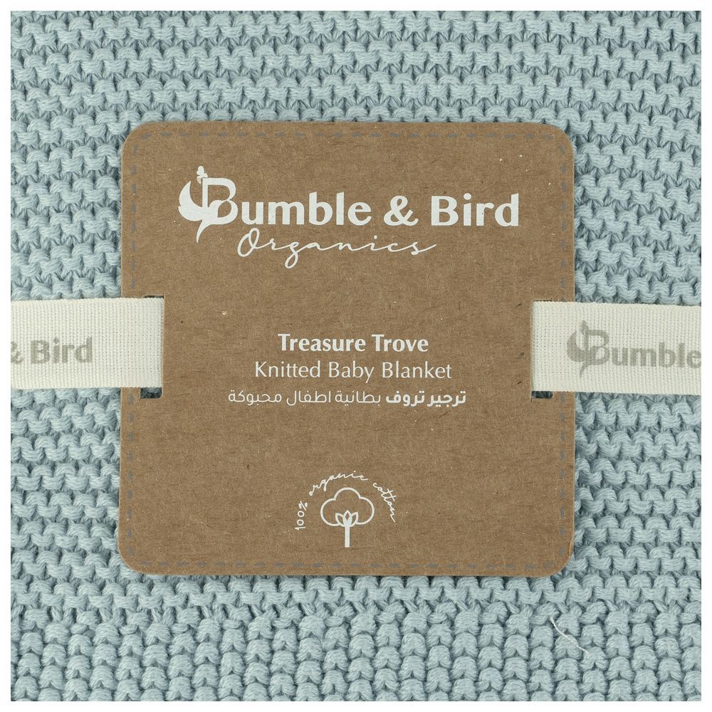 Bumble & Bird - Knitted Receiving Blanket - Blue