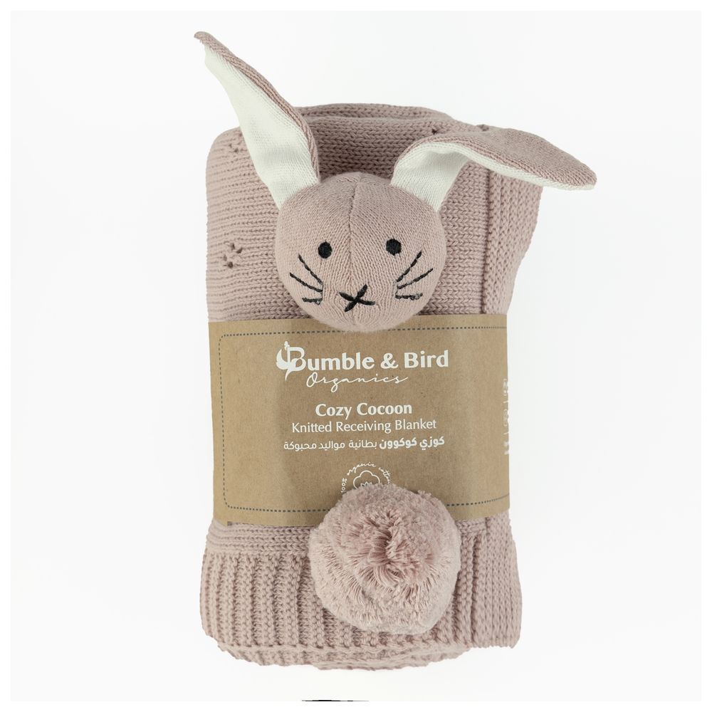 Bumble & Bird - Knitted Blanket With Rattle - Pink (Exclusive)