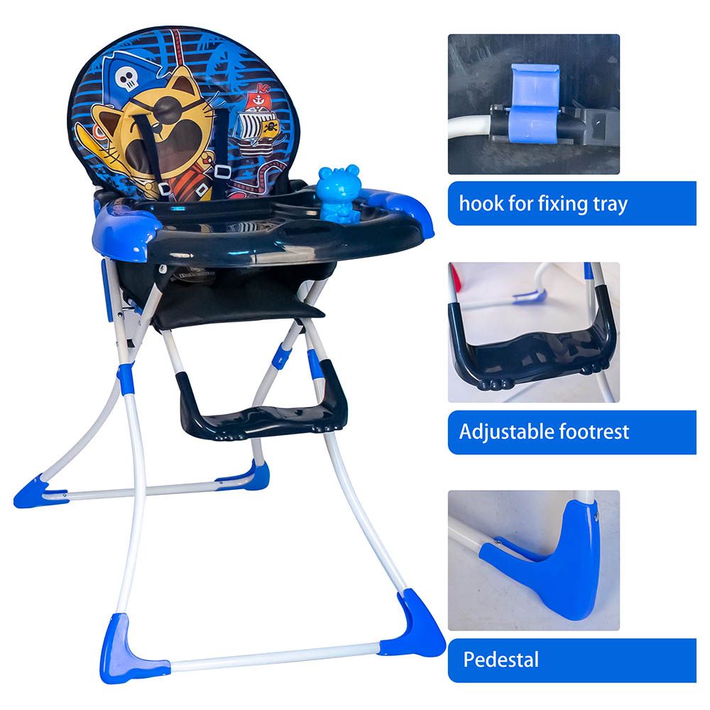 Bebesitos - Portable Baby Highchair W/ Large Food Tray And Music Toy - Blue