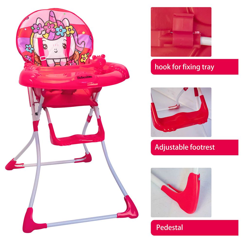 Bebesitos - Portable Baby Highchair W/ Large Food Tray And Music Toy - Pink