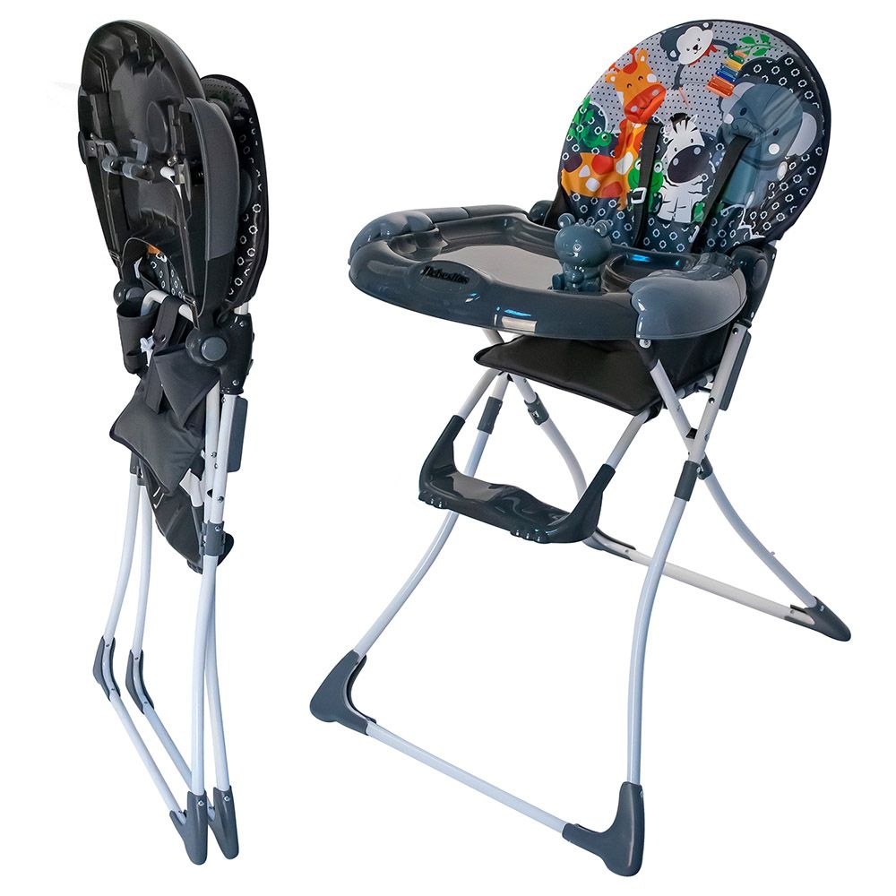 Bebesitos - Portable Baby Highchair W/ Large Food Tray And Music Toy - Grey